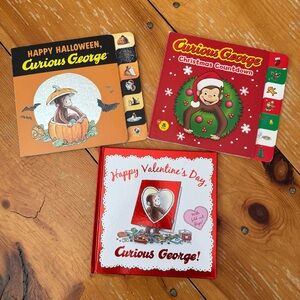 Set of Curious George Holiday Books - Christmas, Halloween and Valentines Day